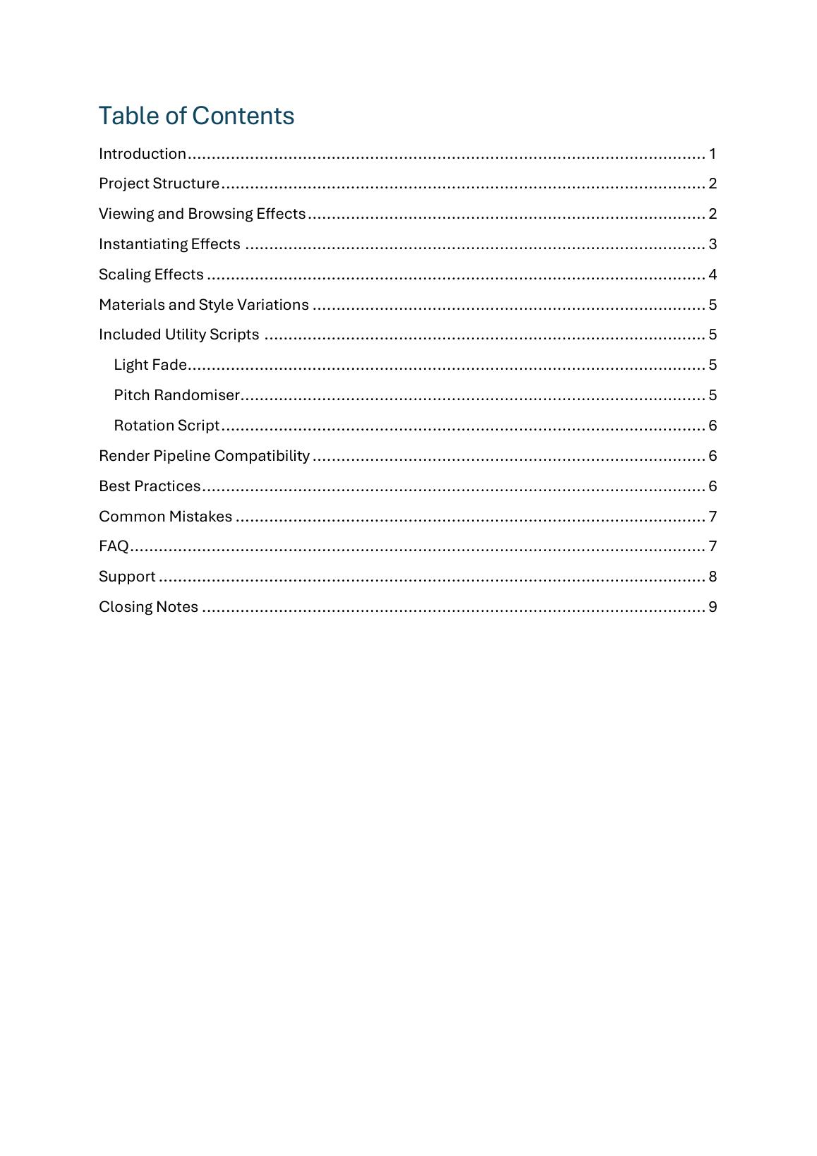 2DFX Toon FX Pack documentation page 2