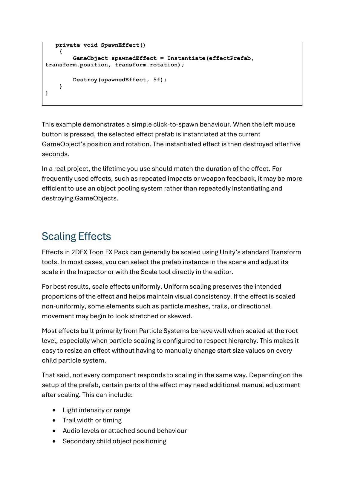 2DFX Toon FX Pack documentation page 5