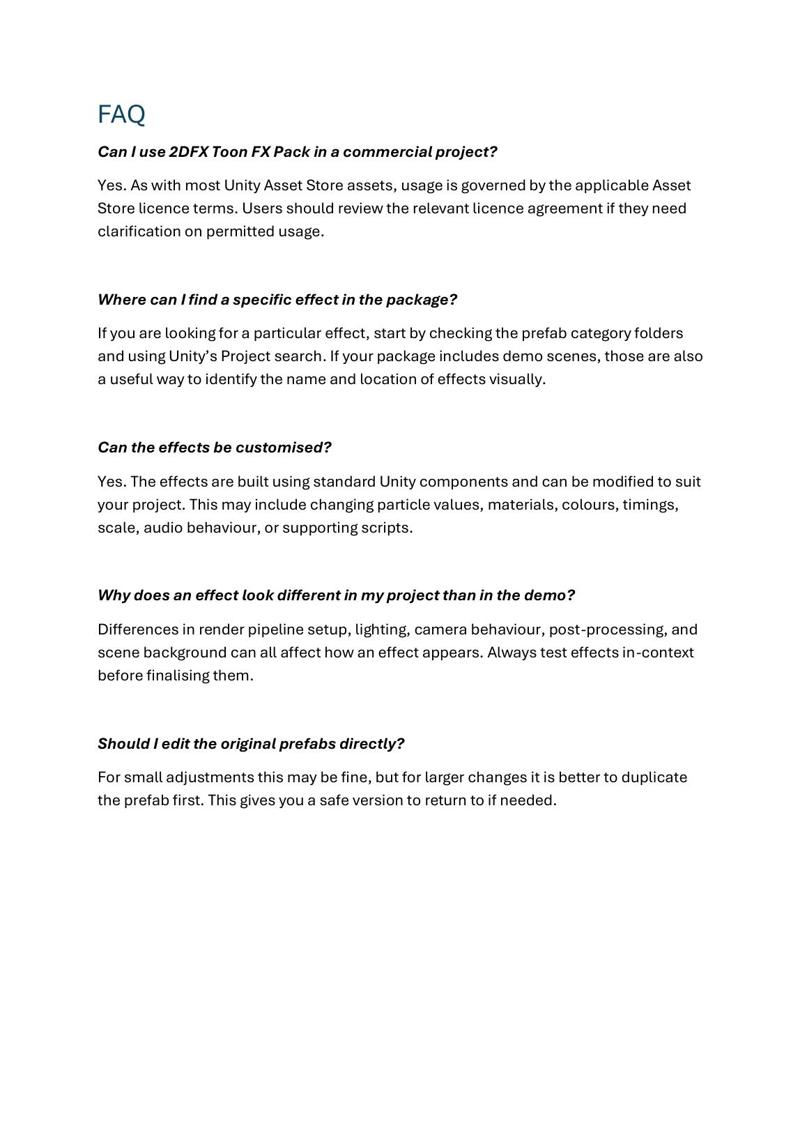 2DFX Toon FX Pack documentation page 9