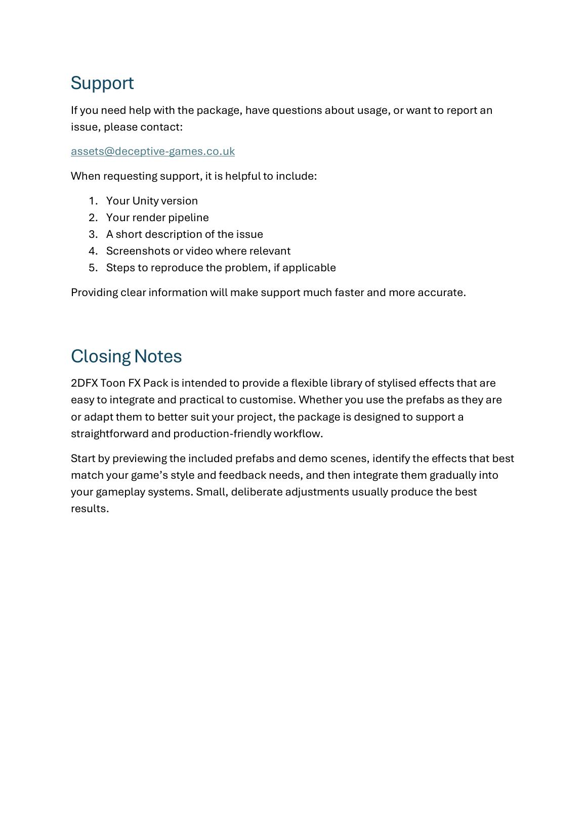 2DFX Toon FX Pack documentation page 10